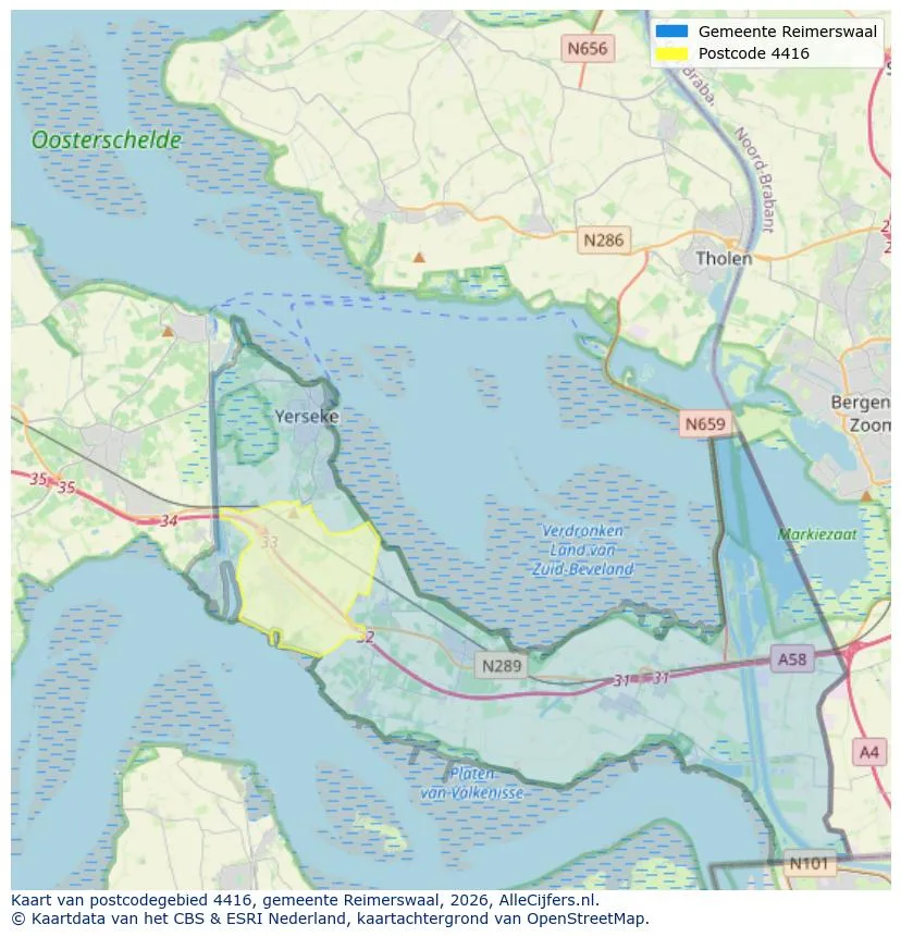 Postcodekaart voor 4416