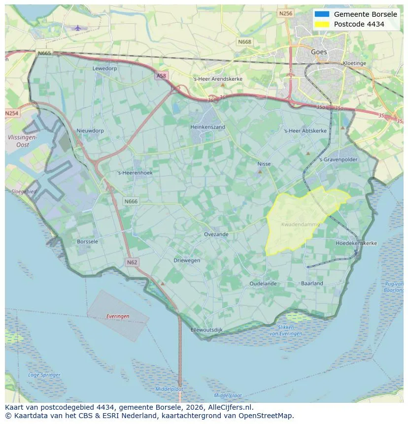 Postcodekaart voor 4434