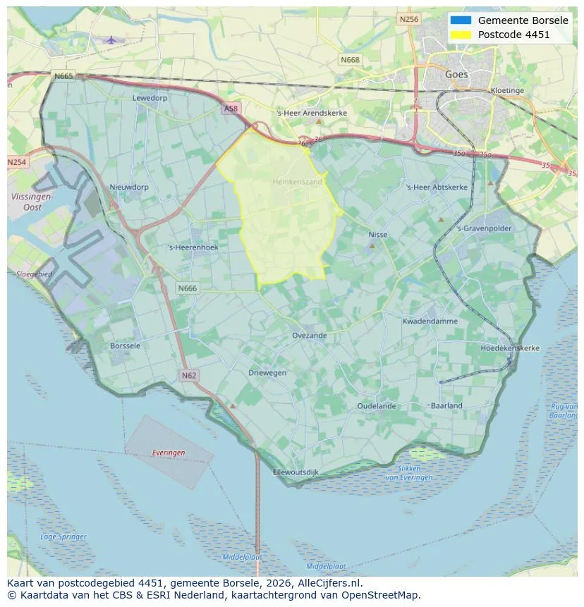 Postcodekaart voor 4451