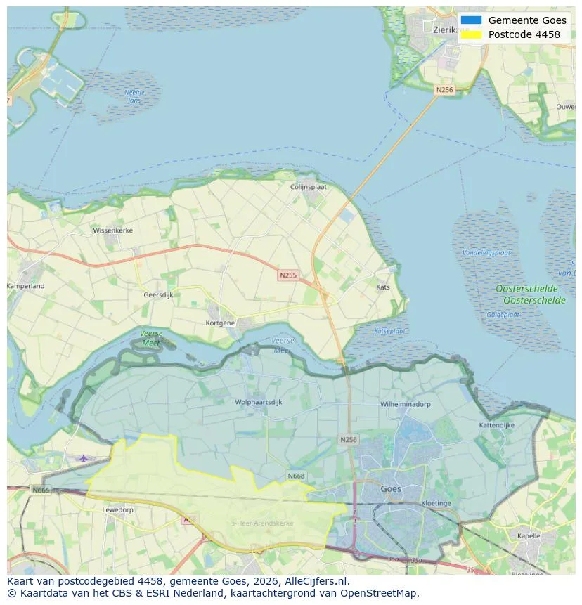 Postcodekaart voor 4458