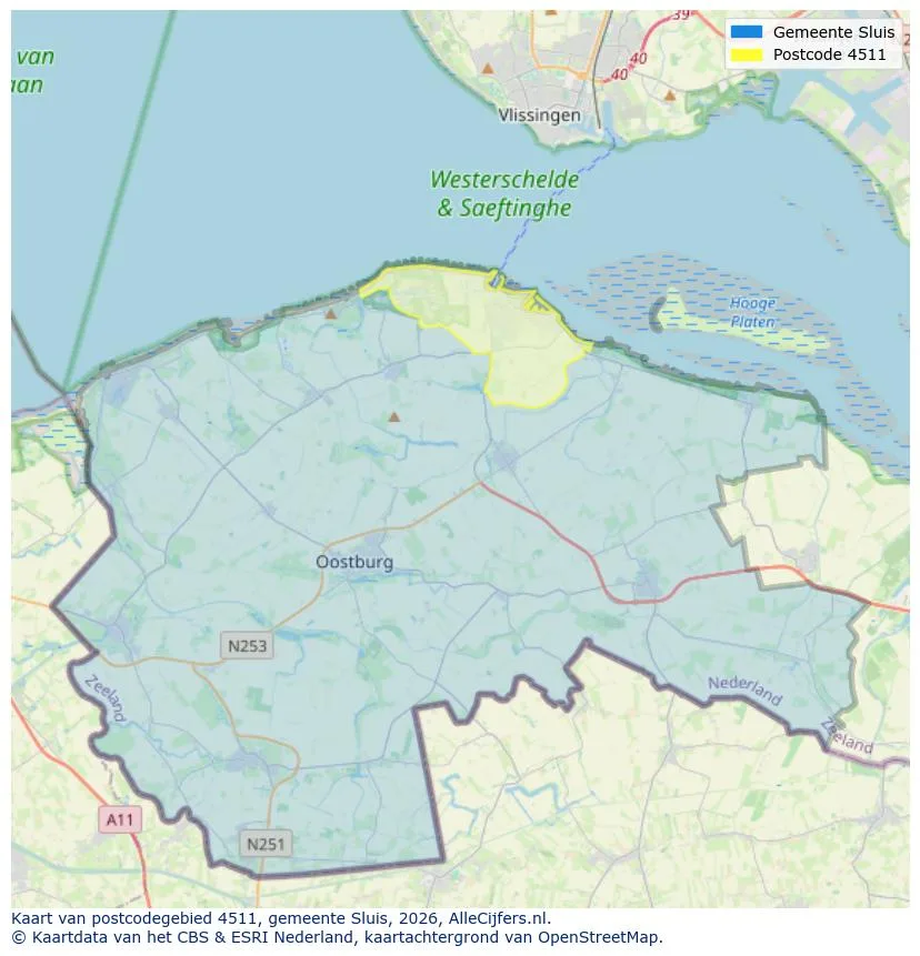 Postcodekaart voor 4511