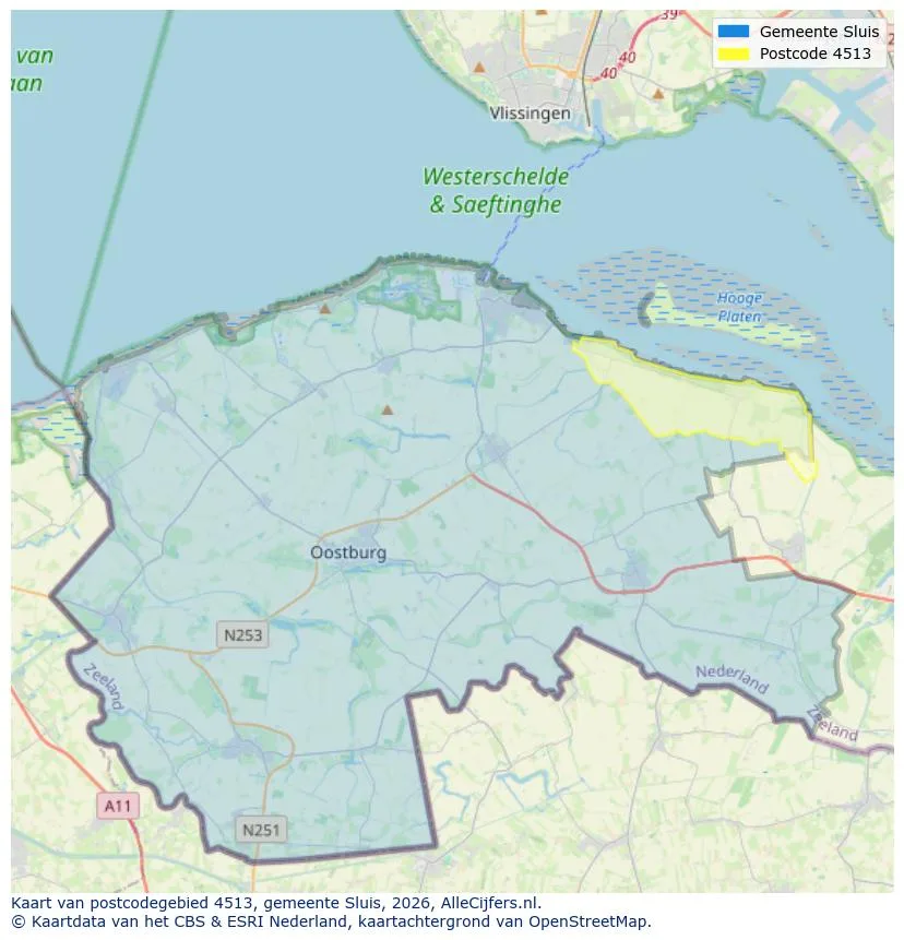 Postcodekaart voor 4513