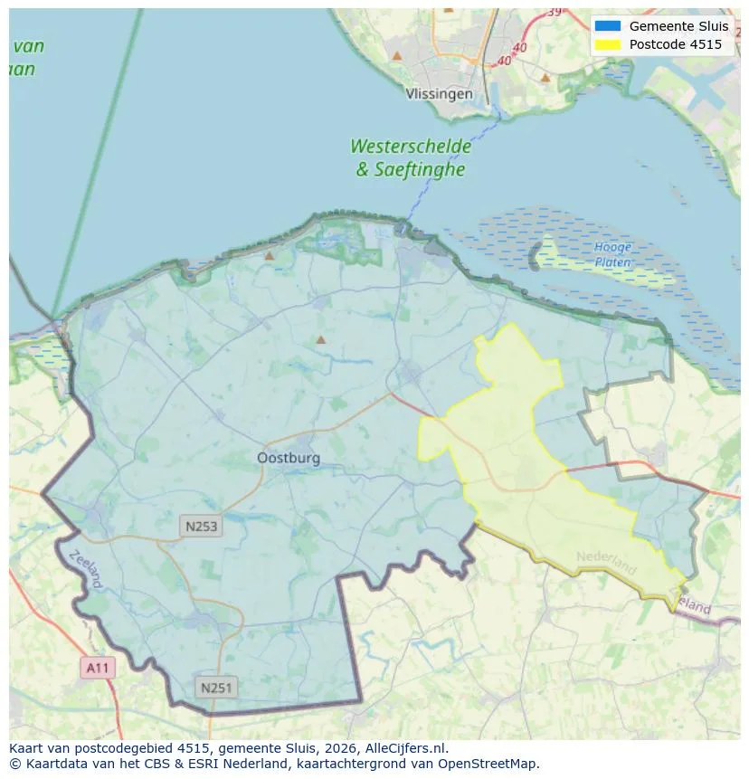 Postcodekaart voor 4515