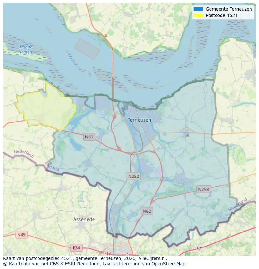 Postcodekaart voor 4521
