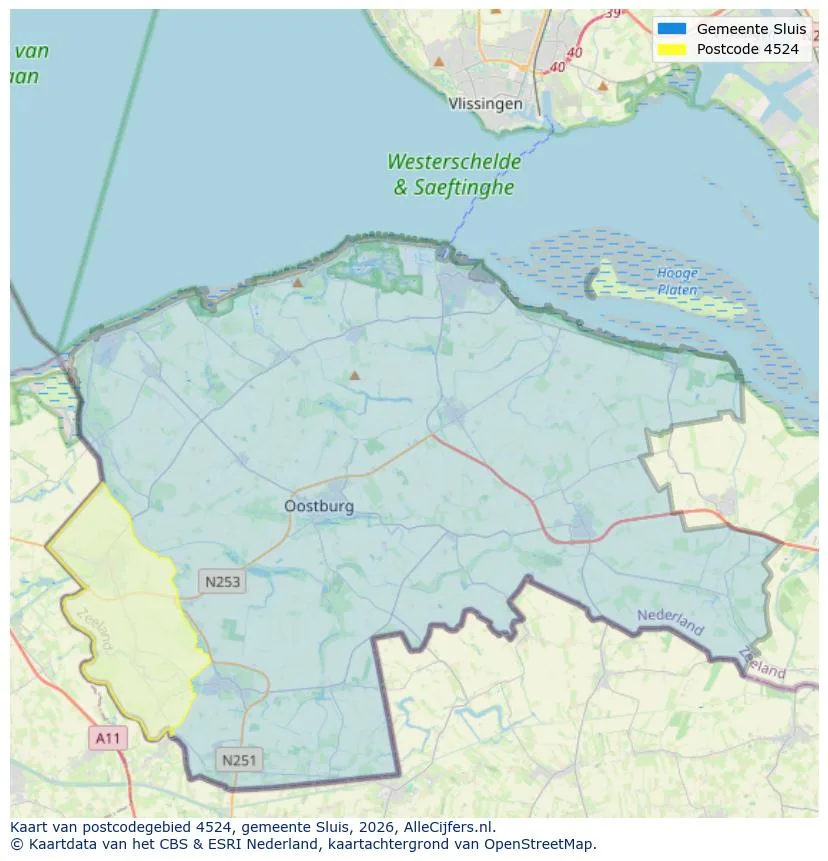 Postcodekaart voor 4524