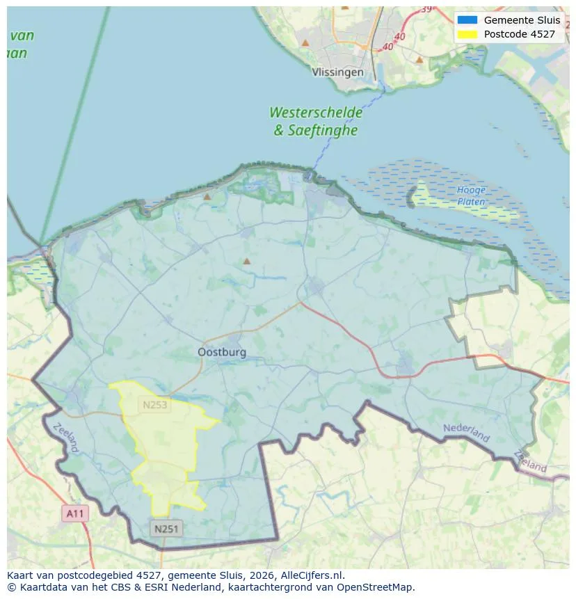 Postcodekaart voor 4527