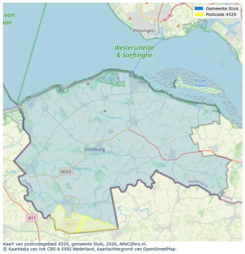 Postcodekaart voor 4529