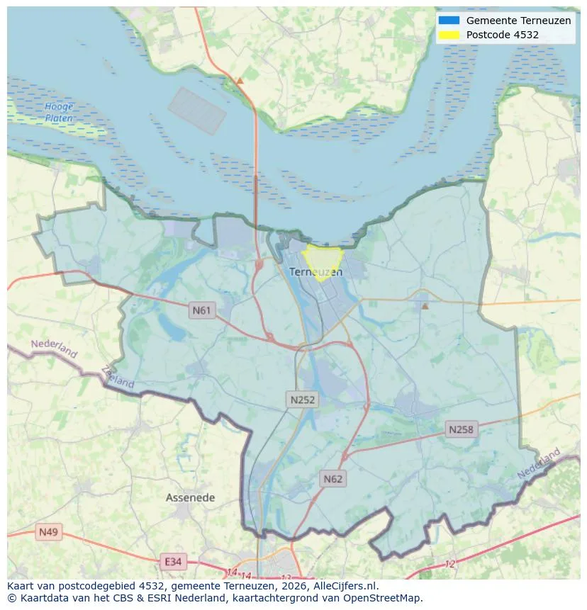 Postcodekaart voor 4532