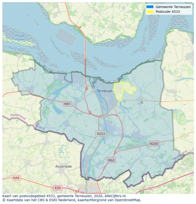 Postcodekaart voor 4533