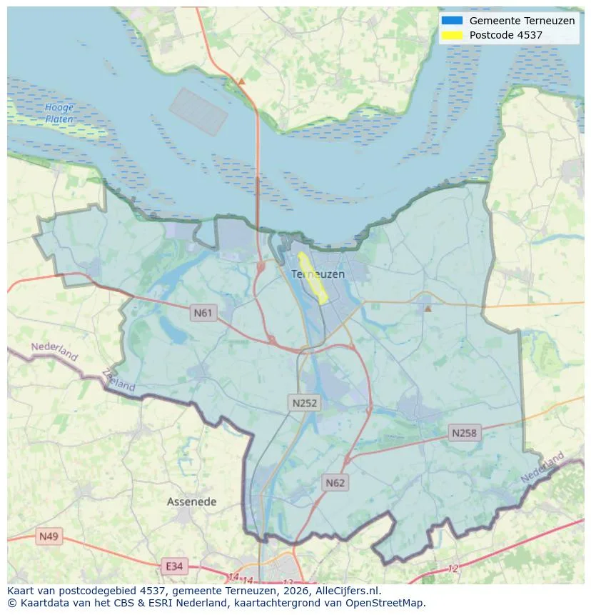 Postcodekaart voor 4537