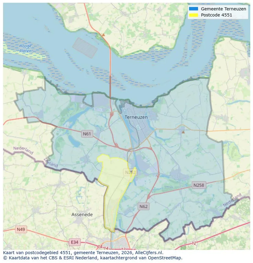 Postcodekaart voor 4551