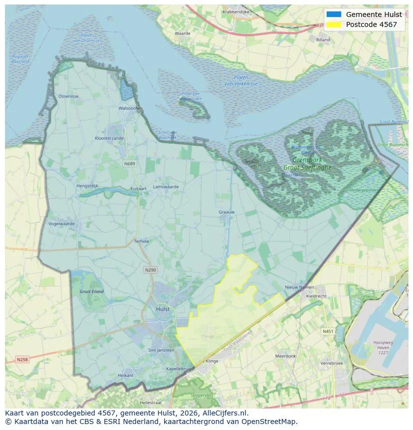 Postcodekaart voor 4567