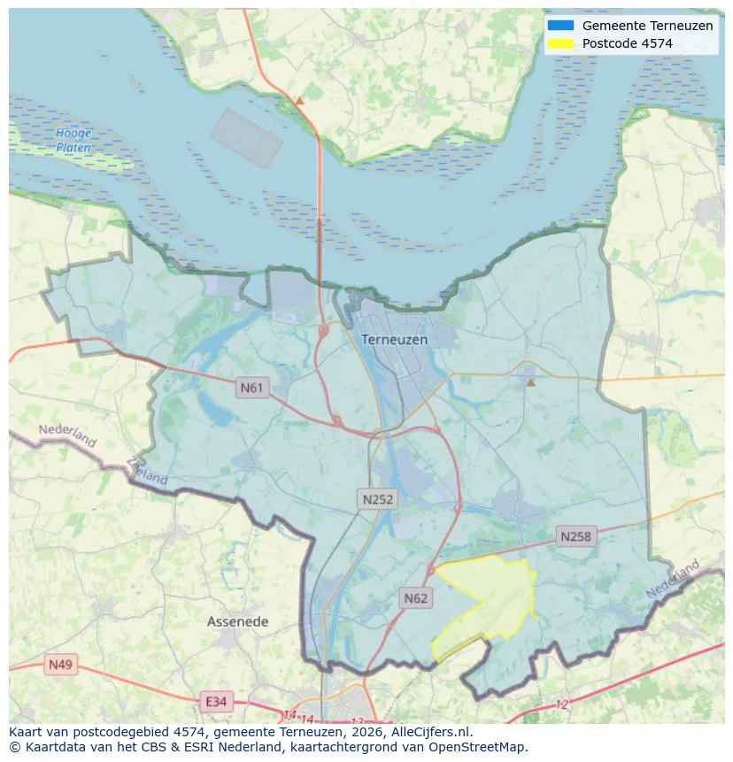 Postcodekaart voor 4574