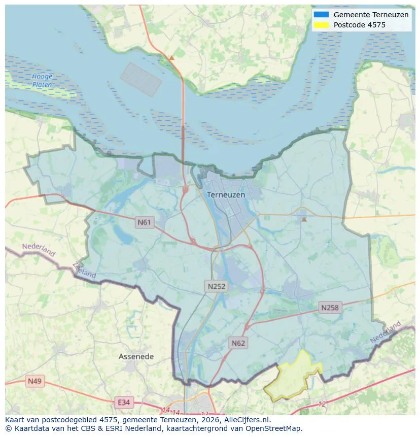 Postcodekaart voor 4575