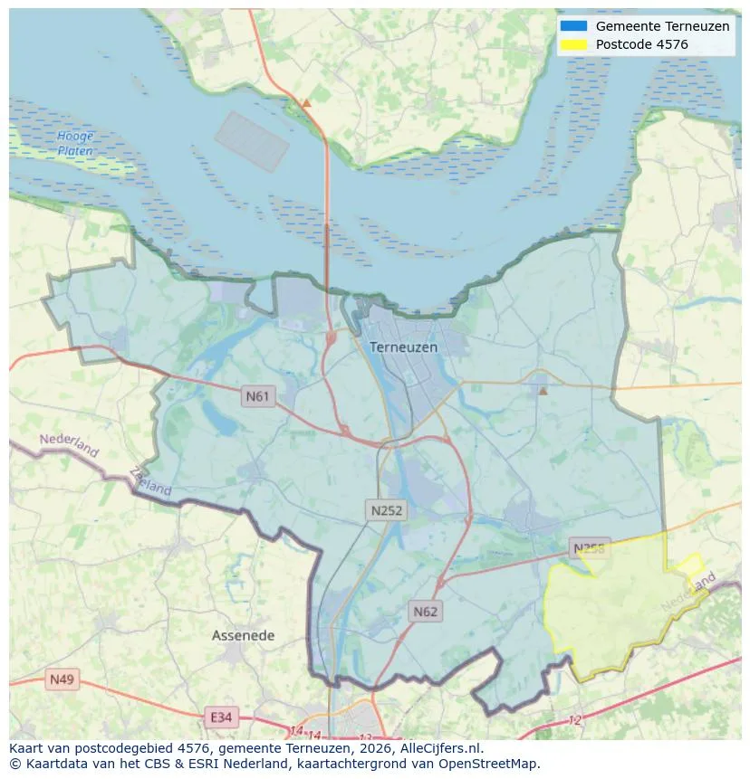 Postcodekaart voor 4576