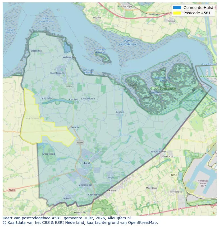 Postcodekaart voor 4581