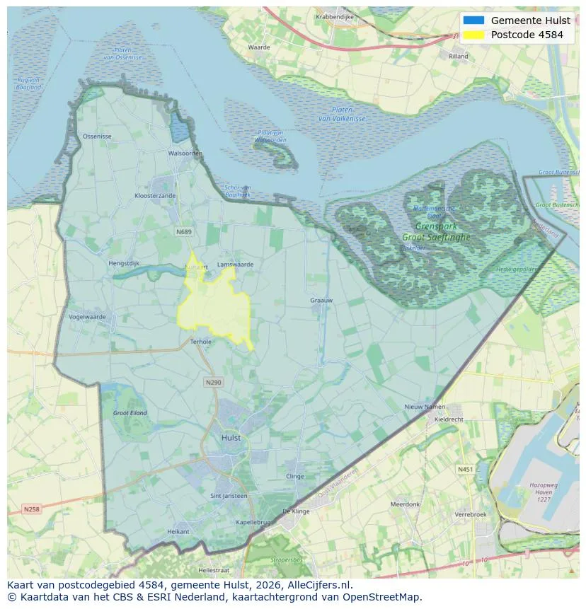 Postcodekaart voor 4584