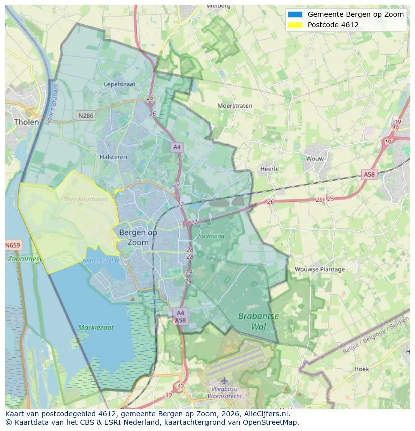 Postcodekaart voor 4612