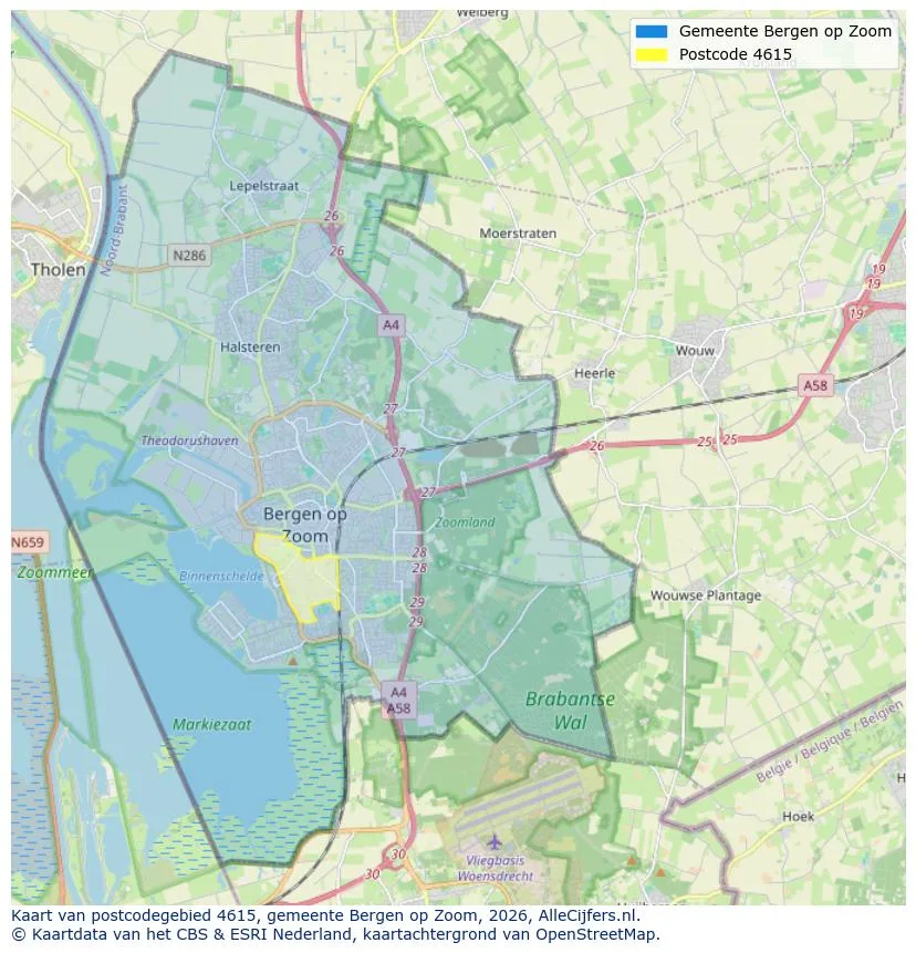Postcodekaart voor 4615
