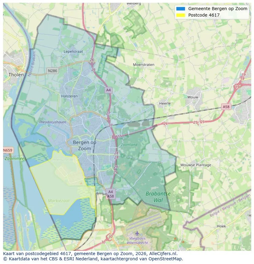 Postcodekaart voor 4617