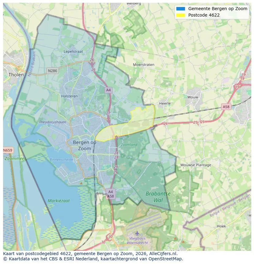 Postcodekaart voor 4622