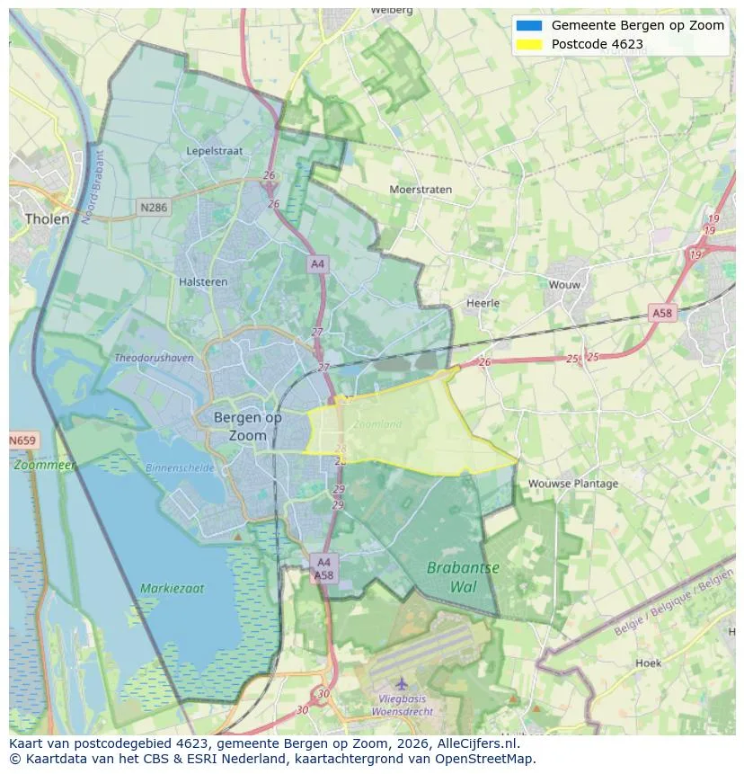 Postcodekaart voor 4623