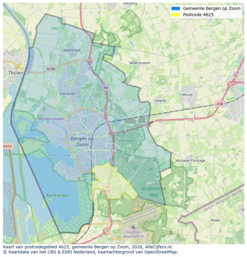 Postcodekaart voor 4625