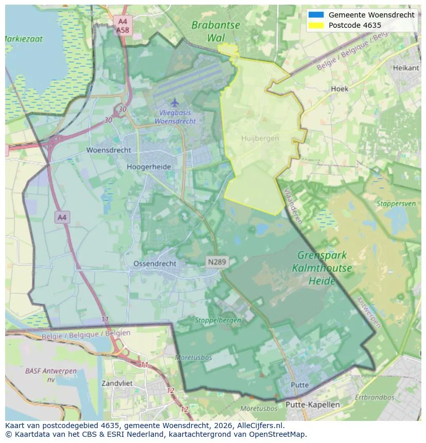 Postcodekaart voor 4635