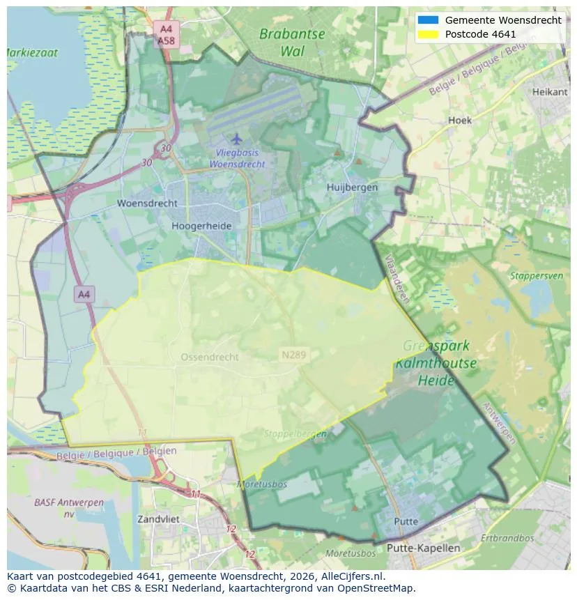 Mapa de códigos postales para 4641
