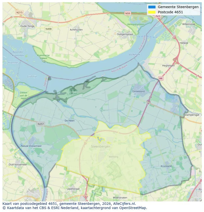 Postcodekaart voor 4651