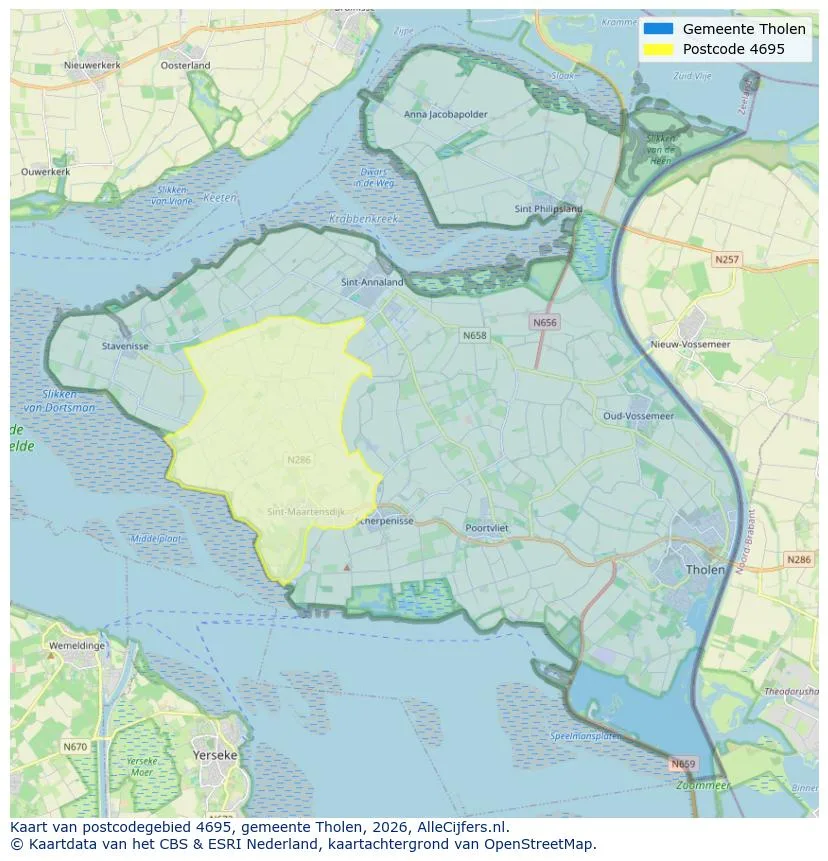 Postcodekaart voor 4695
