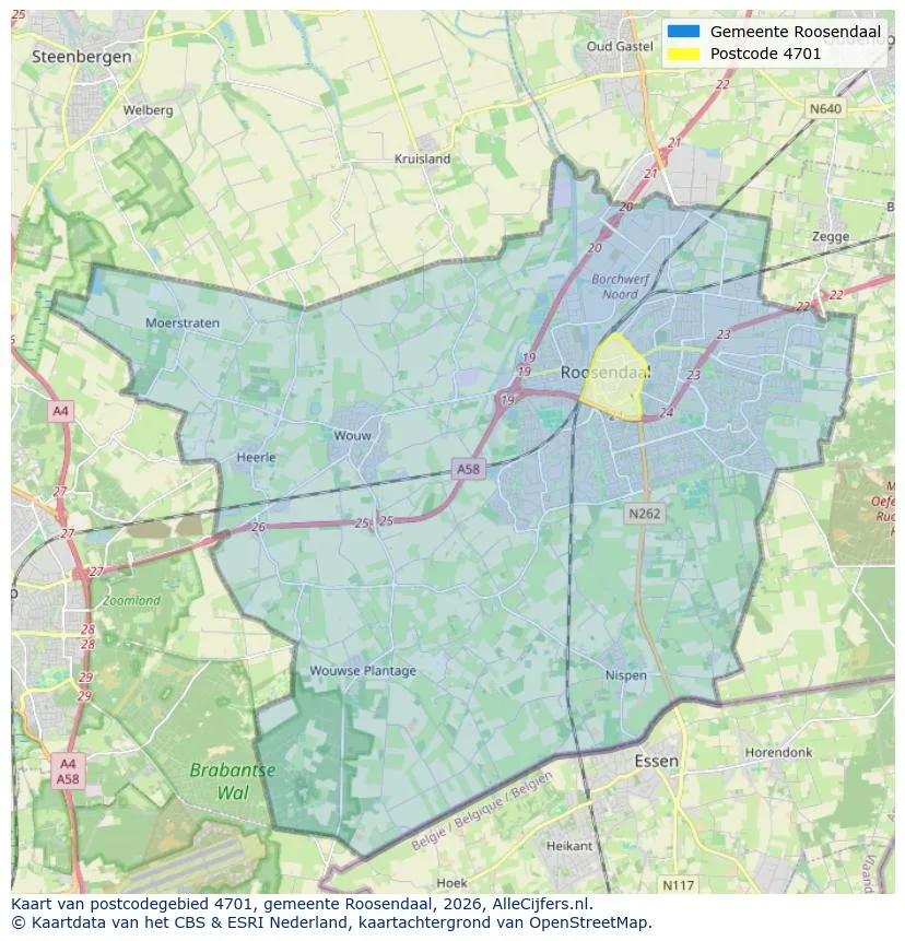 Postcode map for 4701