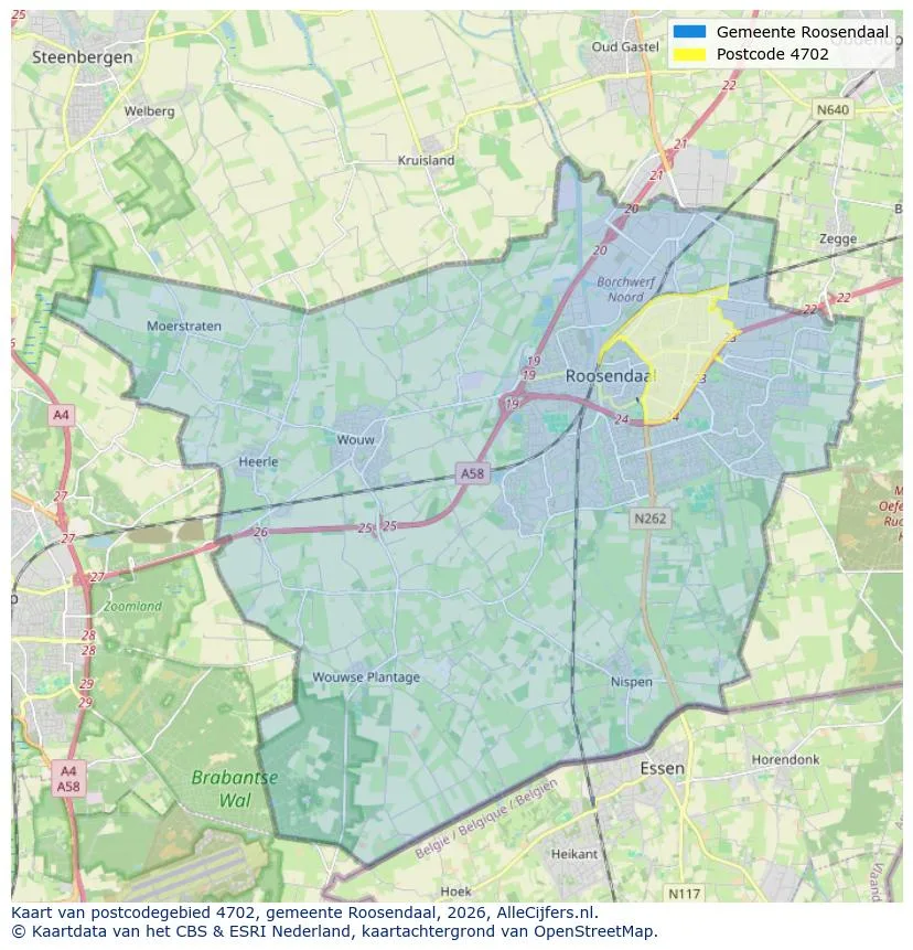 Postcodekaart voor 4702
