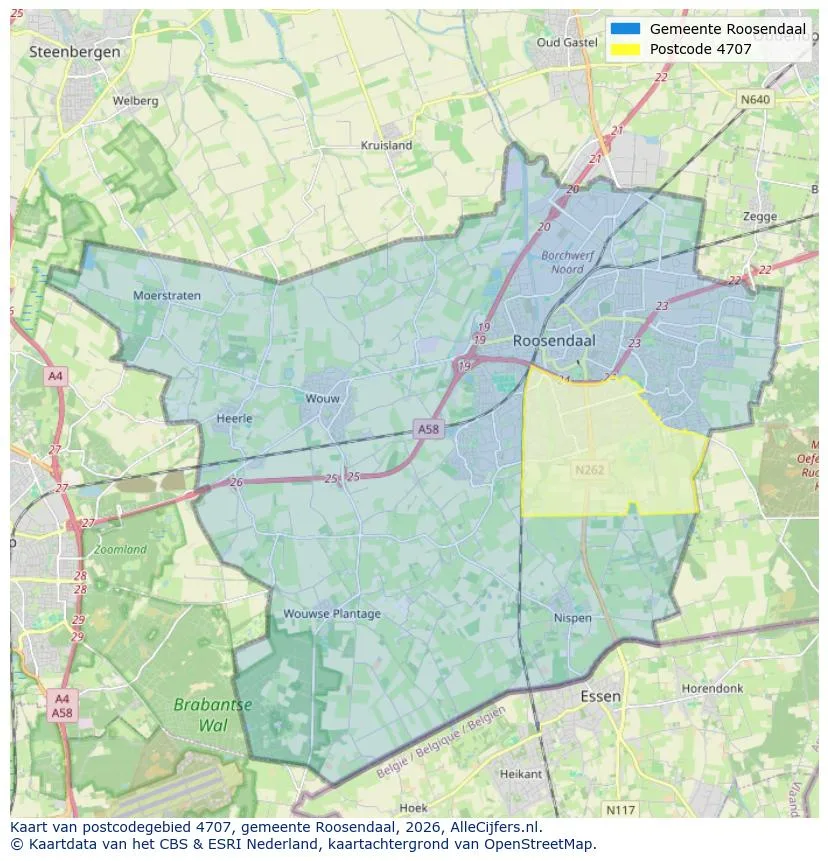 Postcodekaart voor 4707
