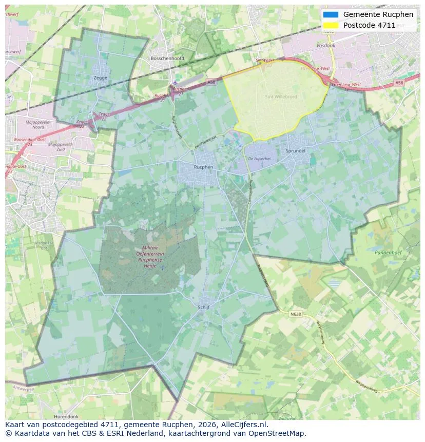 Postcodekaart voor 4711