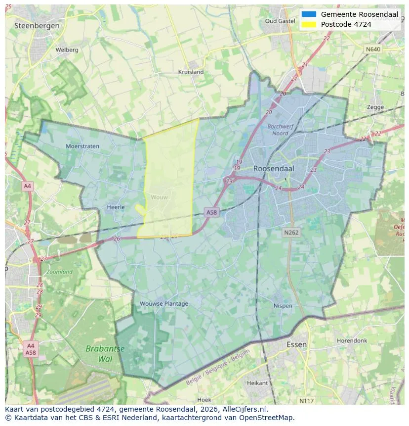 Postcodekaart voor 4724
