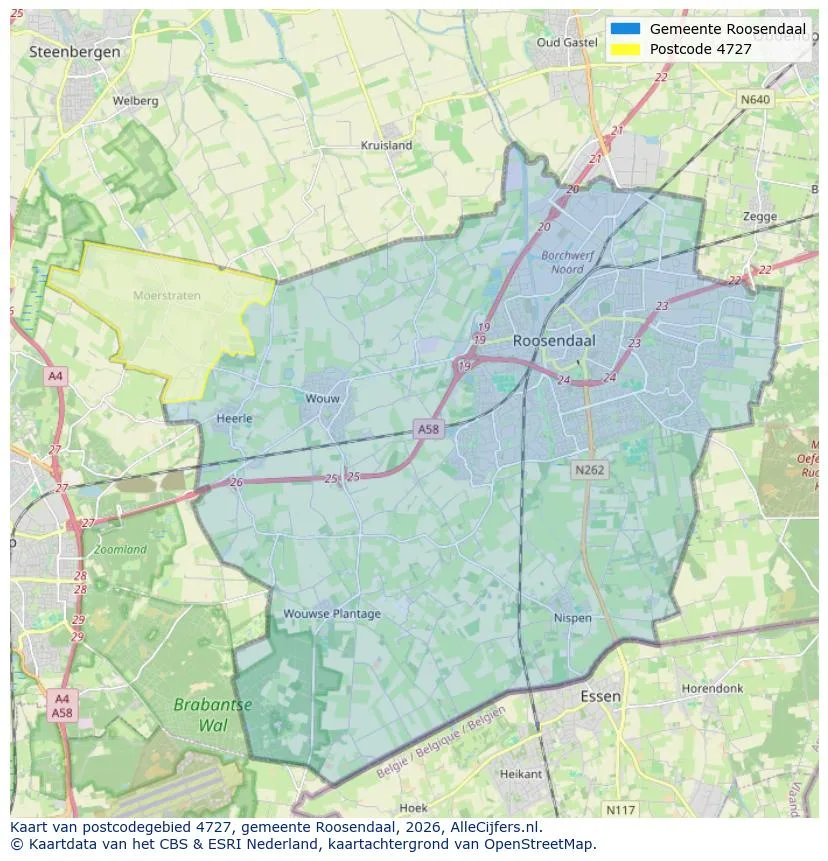 Postcodekaart voor 4727