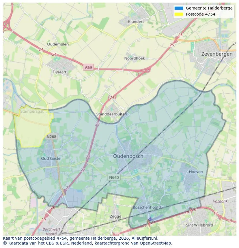 Postcodekaart voor 4754