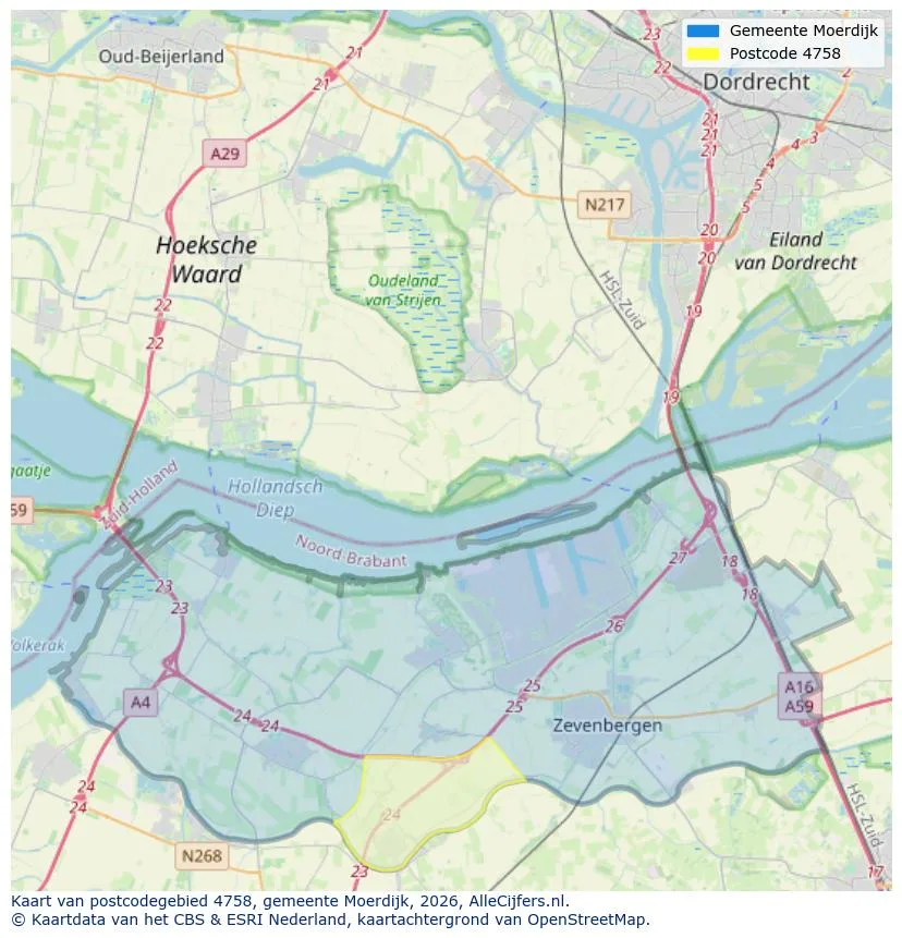 Postcodekaart voor 4758