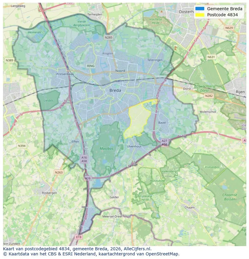 Postcodekaart voor 4834