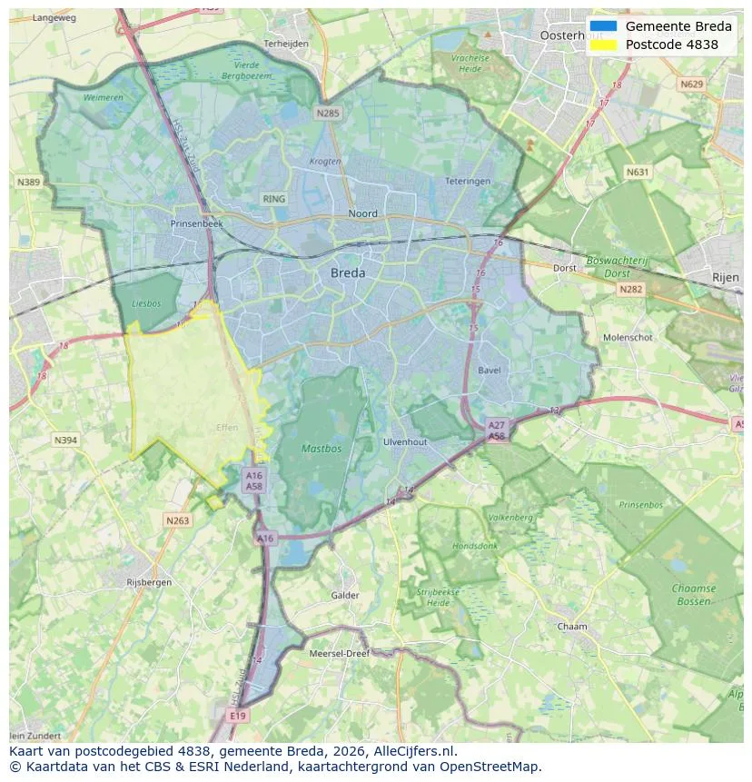 Postcodekaart voor 4838
