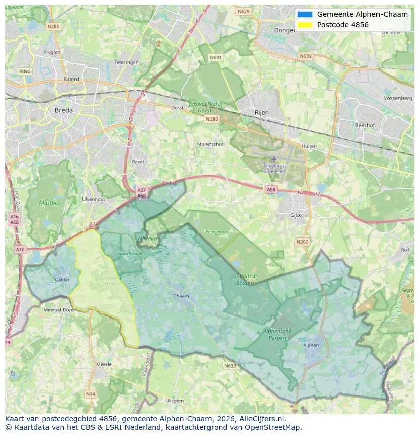 Postcodekaart voor 4856