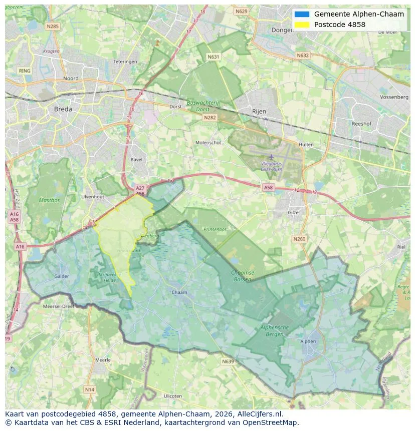 Postcodekaart voor 4858