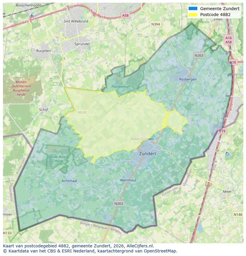 Postcodekaart voor 4882