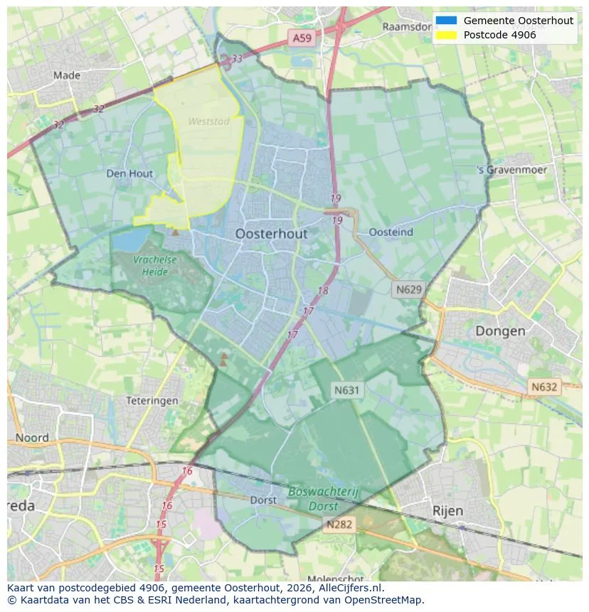 Postcodekaart voor 4906