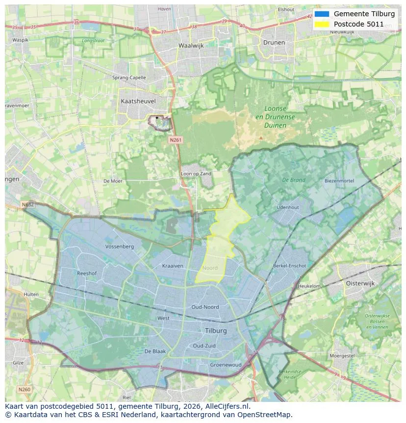 Postcodekaart voor 5011