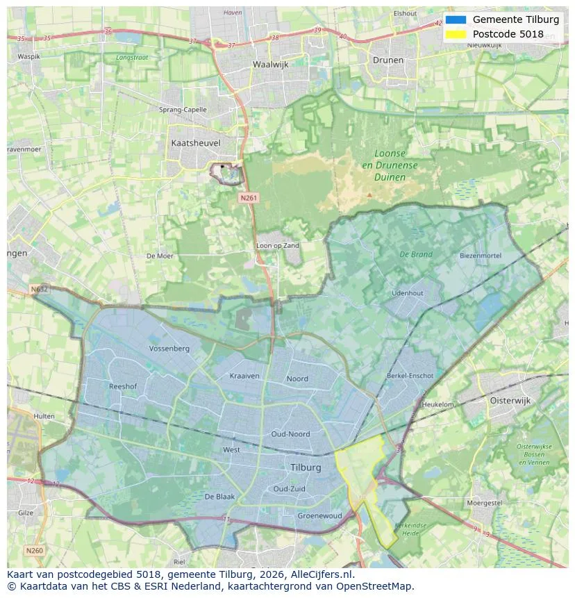 Postcodekaart voor 5018