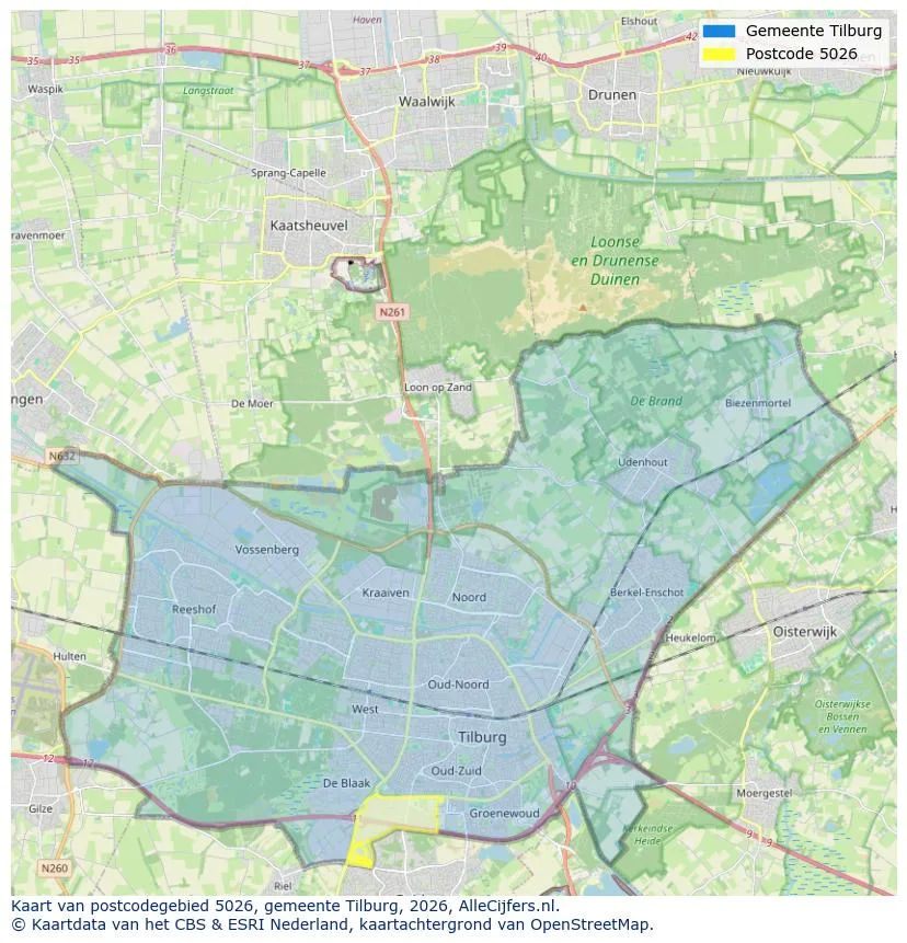 Postcodekaart voor 5026