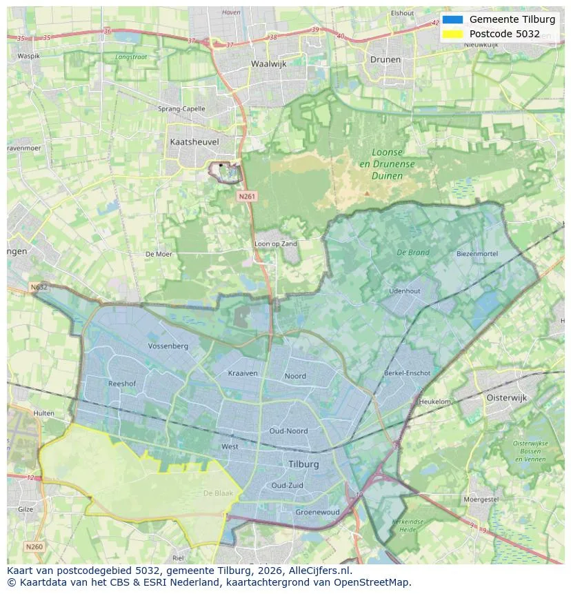 Postcode map for 5032
