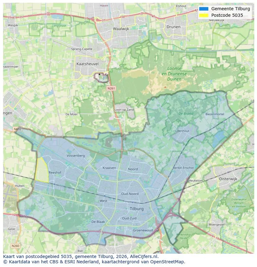Postcodekaart voor 5035